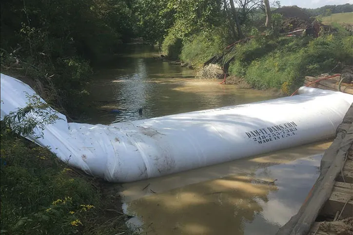 Close Up of Unique Design Features of Dam-It-Dams Inflatable Cofferdams