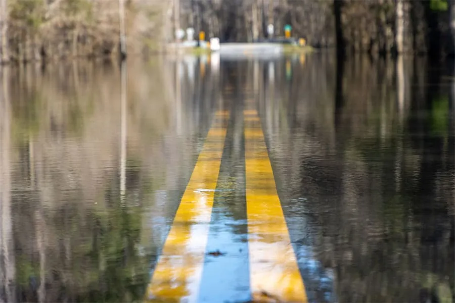 Roadway During Flood