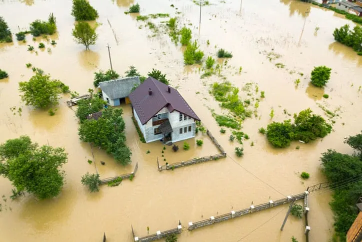 Flooded Home Aerial View