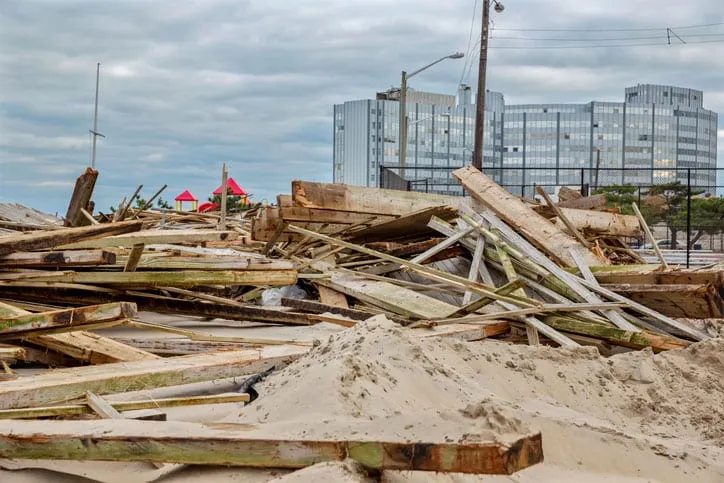 Picture taken after Hurricane Sandy. Sand covered street.