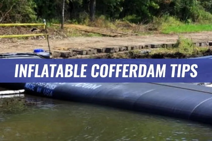 Inflatable Cofferdam Tips Over Image of Water Filled Cofferdam