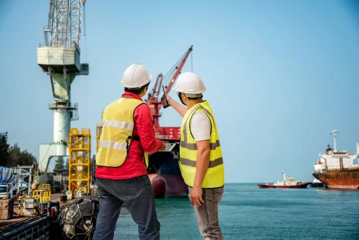 pilot or harbor master, port control in an inspection of the ship in port for operation of export and import the shipment, surveying for safety operation under route regulation issued method