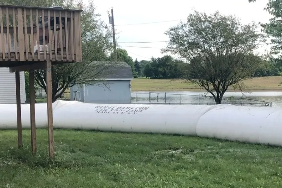 Water Filled Cofferdam Outside of Home