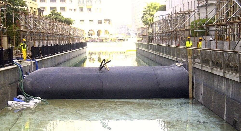 Dewatering fig. 2: A Cofferdam being used to repair a canal in the UAE