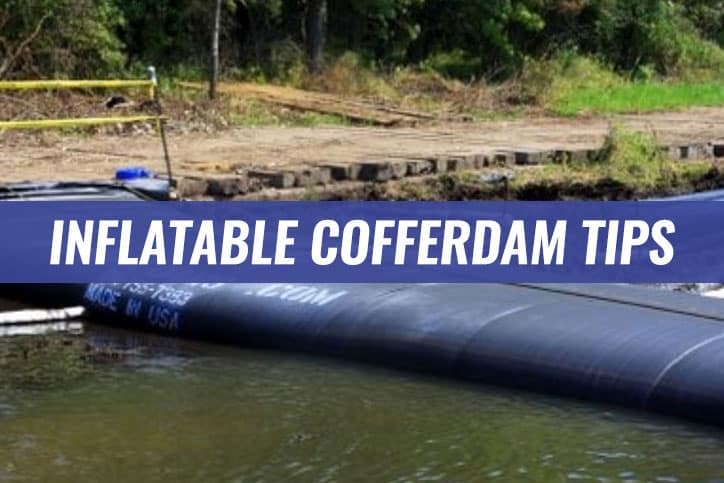 Inflatable Cofferdam Tips Over Image of Water Filled Cofferdam