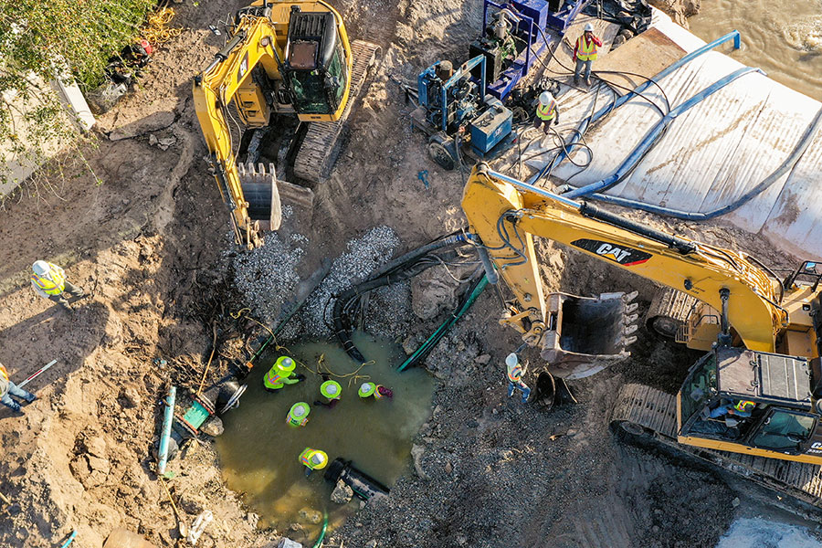 Overhead view of Construction Project Using Water Inflated Cofferdam